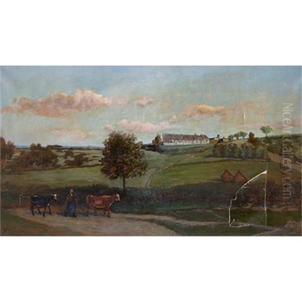 Au Flanc De La Colline (valmondois) (formerly Called: Bonneville Pres Auvers-sur-oise) Oil Painting by Charles-Francois Daubigny