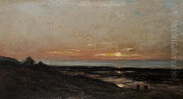Maree Basse A Villerville Oil Painting by Charles-Francois Daubigny