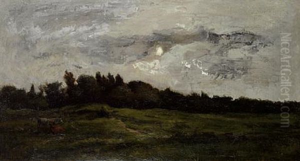 Paysage Sous Un Ciel Orageux (valmandois) Oil Painting by Charles-Francois Daubigny