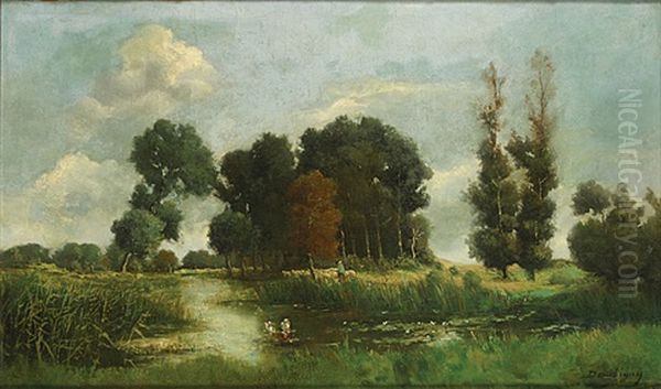 Environs De Paris Oil Painting by Charles-Francois Daubigny