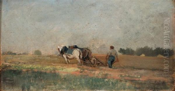 Le Labour Oil Painting by Charles-Francois Daubigny