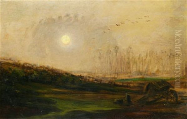 Landskap Oil Painting by Charles-Francois Daubigny
