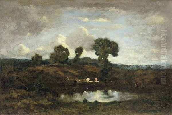 Paysage Crepuscule Oil Painting by Charles-Francois Daubigny
