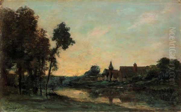 Abend Bei Port Joie Oil Painting by Charles-Francois Daubigny