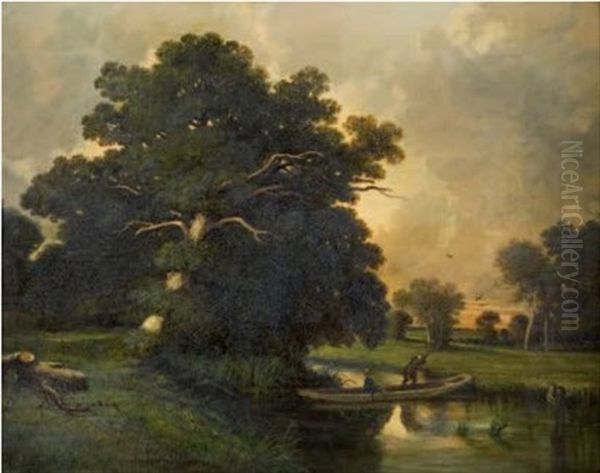 La Chasse Au Gibier D'eau Oil Painting by Charles-Francois Daubigny