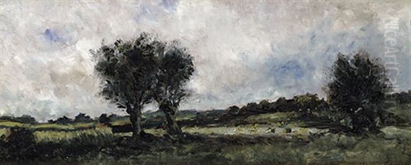Herbstliche Erntelandschaft Mit Knuppelweiden Oil Painting by Charles-Francois Daubigny