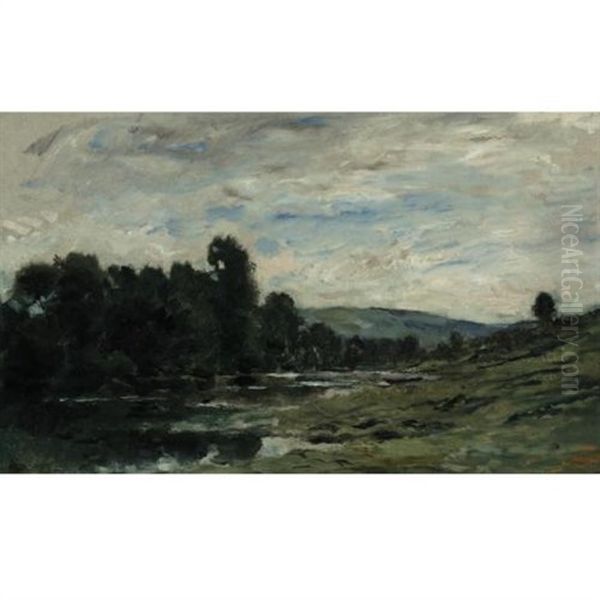 Le Bord De Riviere Oil Painting by Charles-Francois Daubigny