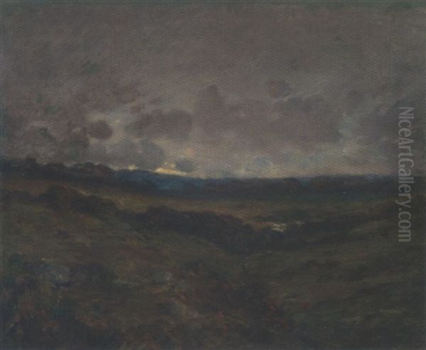 Plaine Au Rochers, Vallon Au Crepuscule Oil Painting by Charles-Francois Daubigny