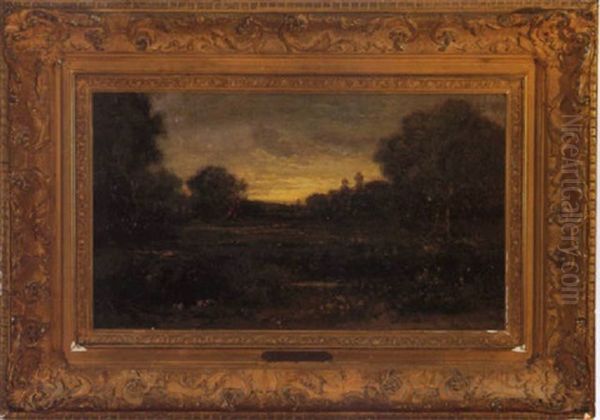 Twilight River Landscape Oil Painting by Charles-Francois Daubigny