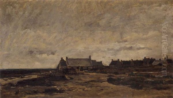 Un Village Pres De La Cote Oil Painting by Charles-Francois Daubigny