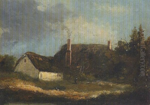 Reetgedecktes Bauerngehoft Oil Painting by Charles-Francois Daubigny