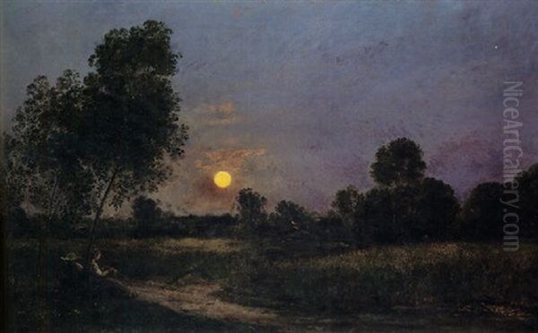 Lever De Lune Oil Painting by Charles-Francois Daubigny