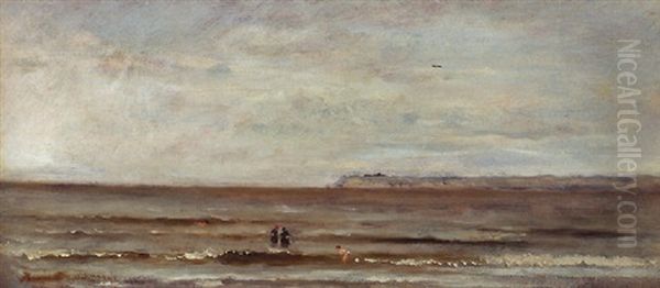 Les Baigneurs Oil Painting by Charles-Francois Daubigny