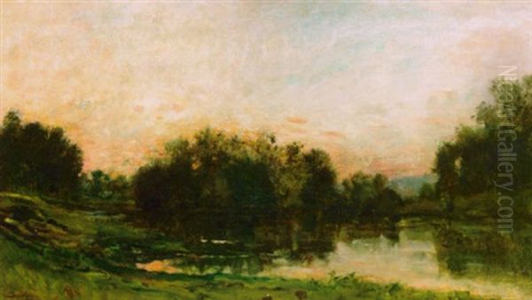 Au Bord De L'oise Oil Painting by Charles-Francois Daubigny