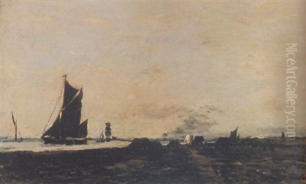 The Thames At Erith Oil Painting by Charles-Francois Daubigny