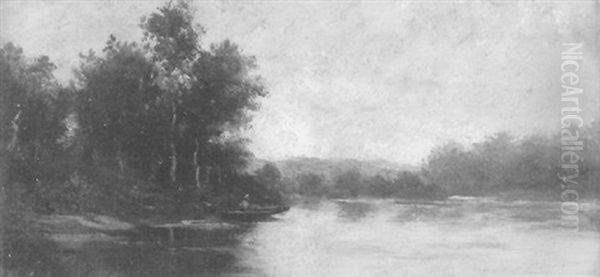 River View Oil Painting by Charles-Francois Daubigny