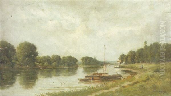 Sur L'oise Oil Painting by Charles-Francois Daubigny