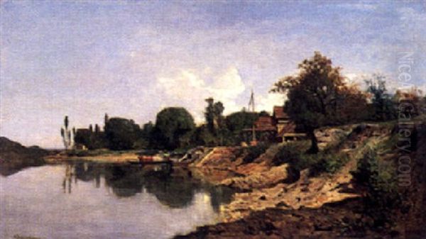 Sommerliche Fluslandschaft Oil Painting by Charles-Francois Daubigny