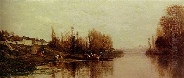 Bac A Glouton Oil Painting by Charles-Francois Daubigny