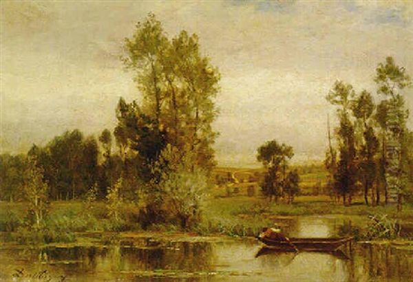 Barque Sur L'etang Oil Painting by Charles-Francois Daubigny