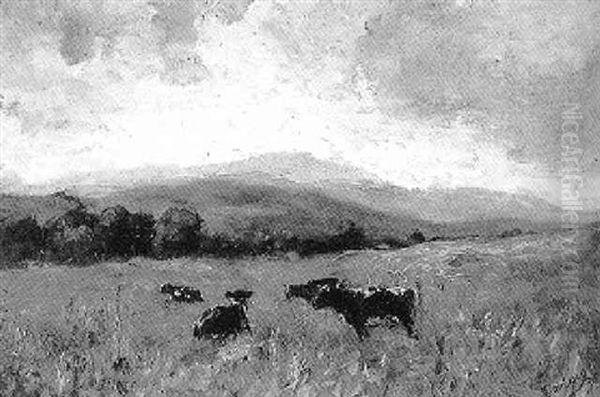 Landscape With Bovines Oil Painting by Charles-Francois Daubigny