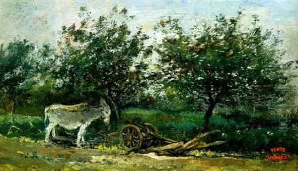 Anon Pres D'une Charrue Oil Painting by Charles-Francois Daubigny