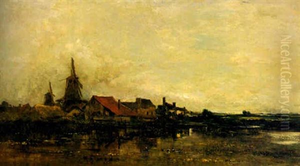 La Meuse A Dordrecht Oil Painting by Charles-Francois Daubigny