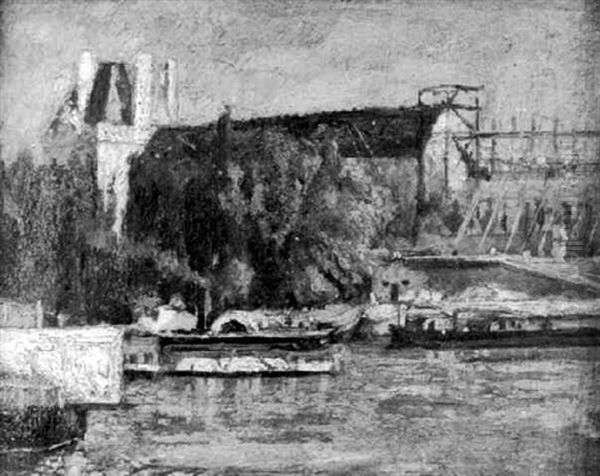 River View Oil Painting by Charles-Francois Daubigny