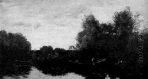 Blanchisseuses Oil Painting by Charles-Francois Daubigny