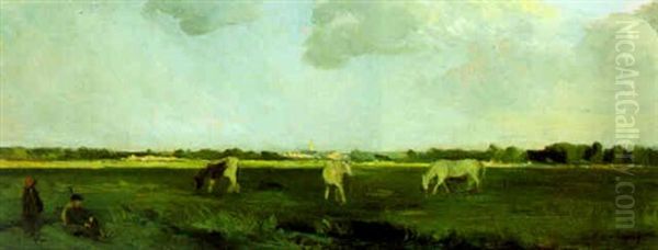 Auf Der Weide Oil Painting by Charles-Francois Daubigny