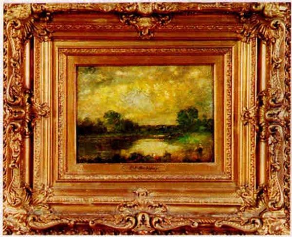 Summer Landscape Oil Painting by Charles-Francois Daubigny