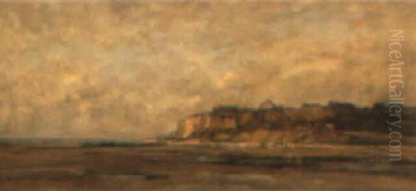 Horses By Beach In Normandy Oil Painting by Charles-Francois Daubigny