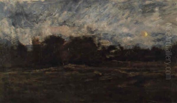 Sommerlandschaft Bei Abenddammerung Oil Painting by Charles-Francois Daubigny