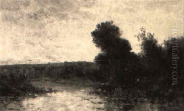 Au Bord De La Riviere Oil Painting by Charles-Francois Daubigny