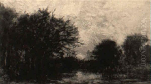 Vaches Au Bord D'une Mare En Picardie Oil Painting by Charles-Francois Daubigny