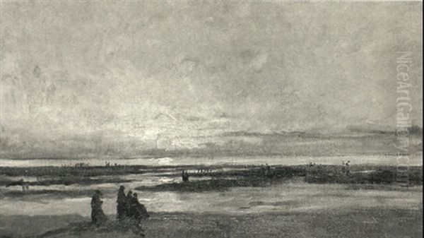 Coucher De Soleil Sur La Mer Oil Painting by Charles-Francois Daubigny