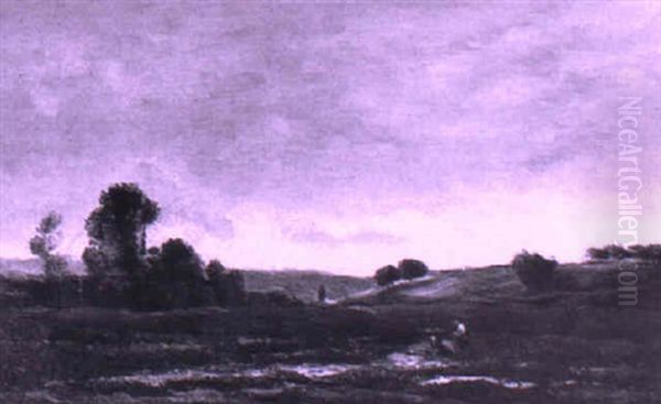 Les Lavandieres Oil Painting by Charles-Francois Daubigny