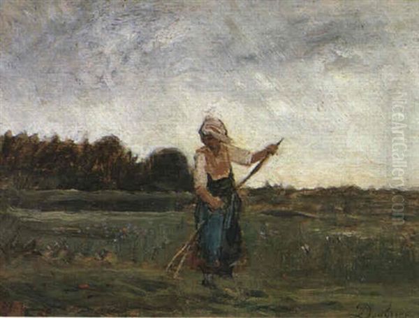 The Haymaker Oil Painting by Charles-Francois Daubigny