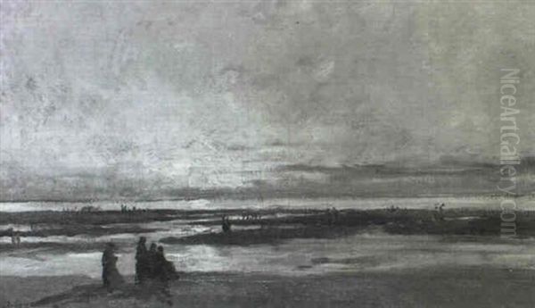 Coucher De Soleil Sur La Mer Oil Painting by Charles-Francois Daubigny