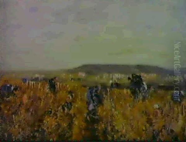 Les Vendanges En Bourgogne Oil Painting by Charles-Francois Daubigny