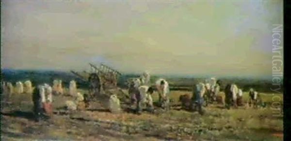 The Potato Harvest Oil Painting by Charles-Francois Daubigny