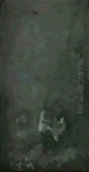 Children With A Birds' Nest Oil Painting by Charles-Francois Daubigny