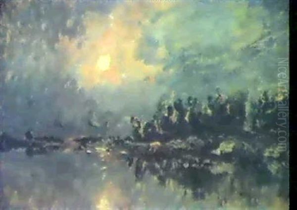 Abend Am Fluss Oil Painting by Charles-Francois Daubigny