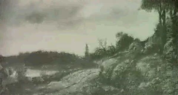 Flusslandschaft Oil Painting by Charles-Francois Daubigny