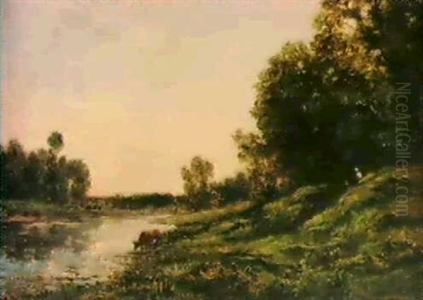 Spring On The Oise Oil Painting by Charles-Francois Daubigny