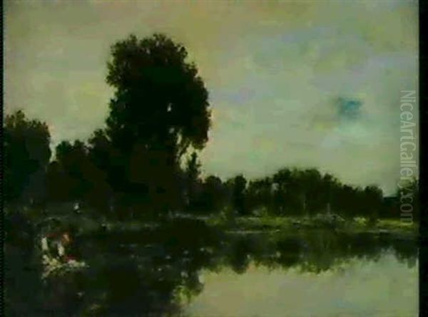 Lavandieres Au Bord De L'oise Oil Painting by Charles-Francois Daubigny