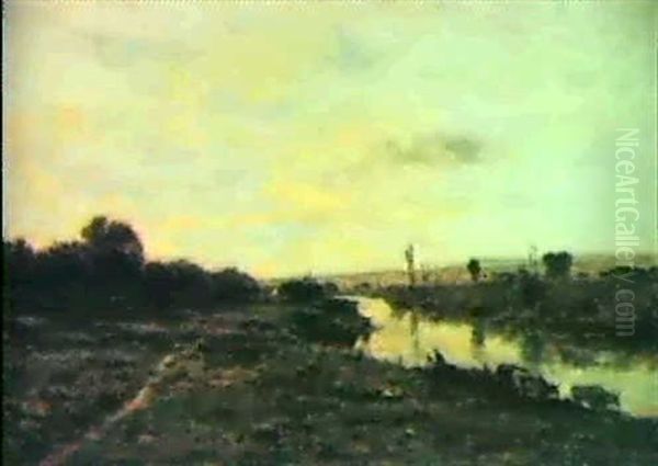 La Seine A Conflans Oil Painting by Charles-Francois Daubigny