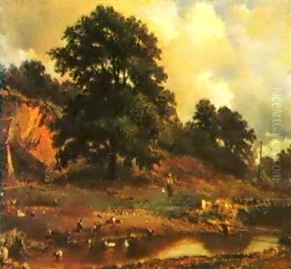 Paesaggio Con Anatre Oil Painting by Charles-Francois Daubigny