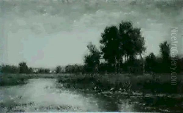 View At Bezons, On The Banks Of The Seine Oil Painting by Charles-Francois Daubigny