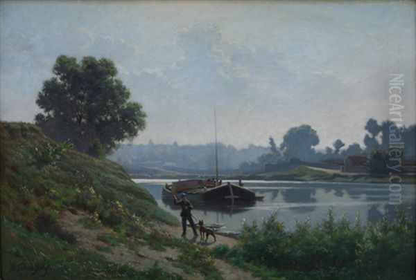 Walking Oil Painting by Karl Pierre Daubigny